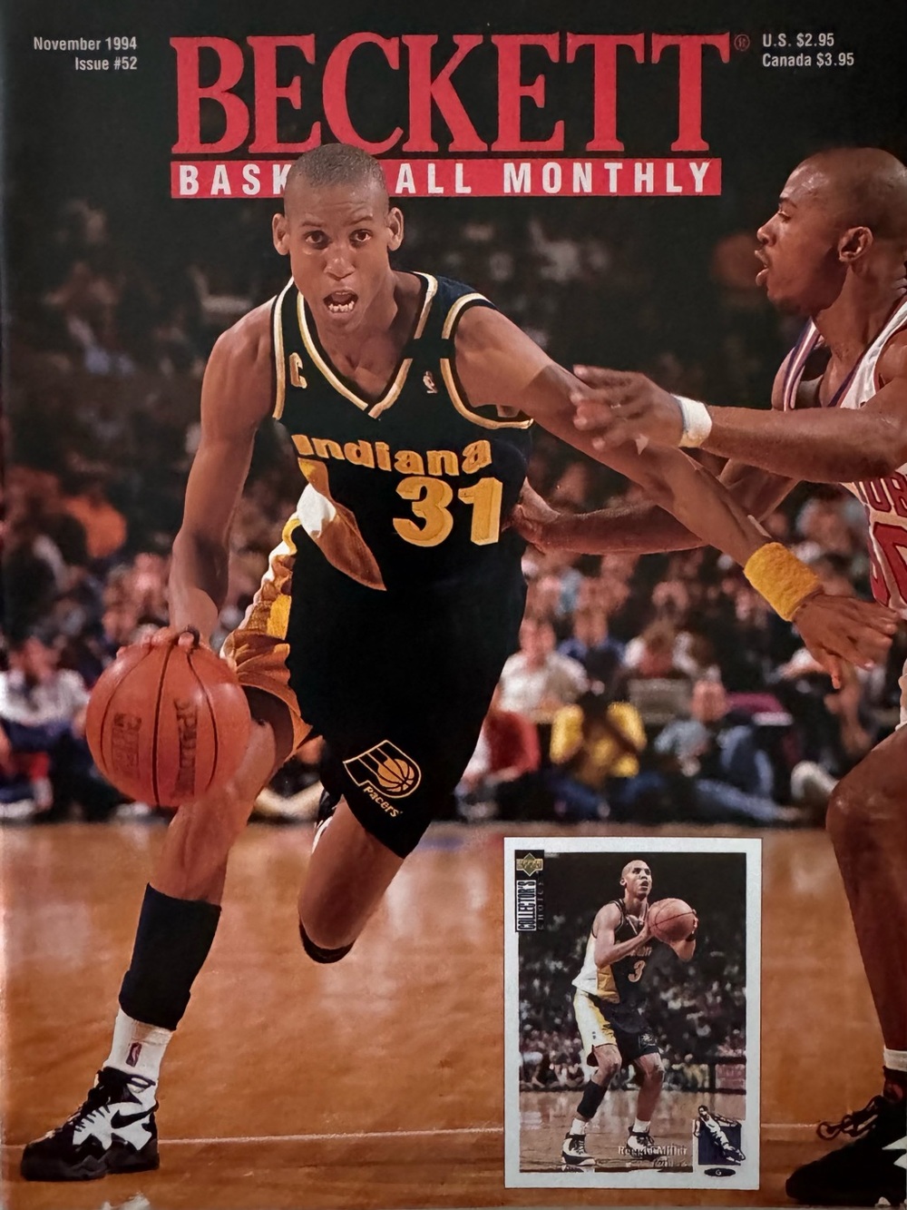 Beckett Basketball Monthly #52 November 1994 Reggie Miller cover